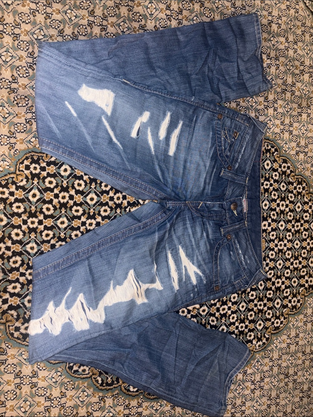 True Religion Women's Blue Distressed Jeans - Picture 7 of 9